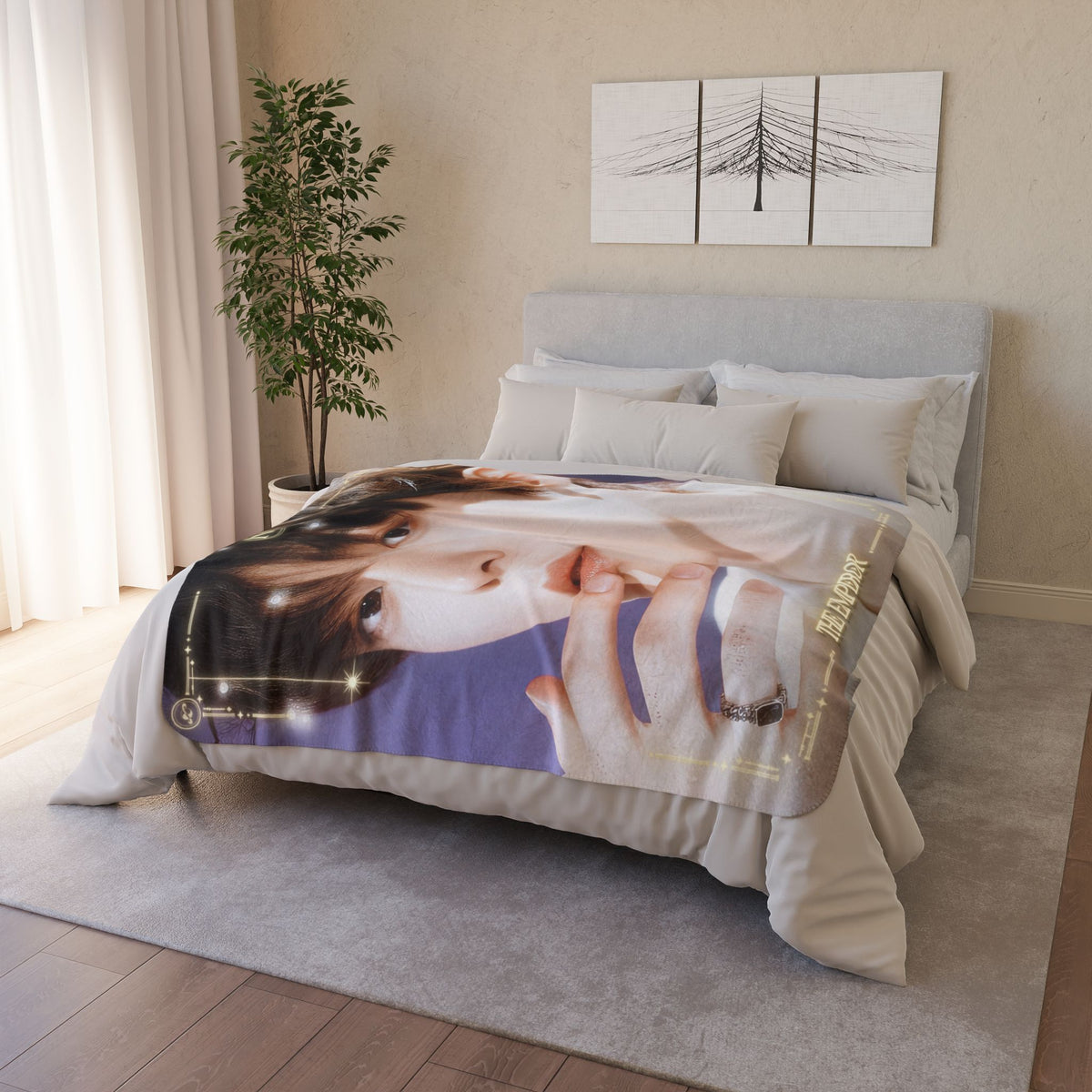 Yunho Ateez The Emperor Tarot Portrait Fleece Sherpa Blanket