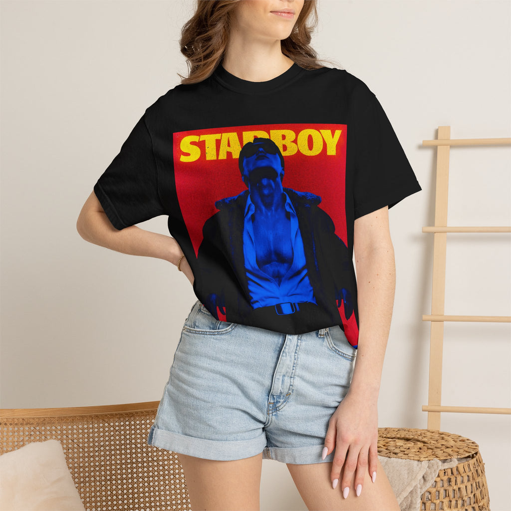 ATEEZ San XStarboy Graphic T-shirt | Retro Pop Art X Kpop, Bold Yellow Red Design