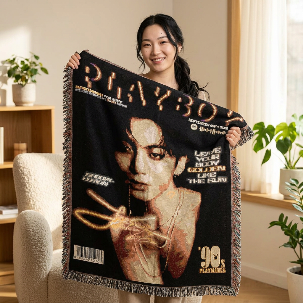 Jeon Jungkook BTS Playboy Cover Woven Blanket