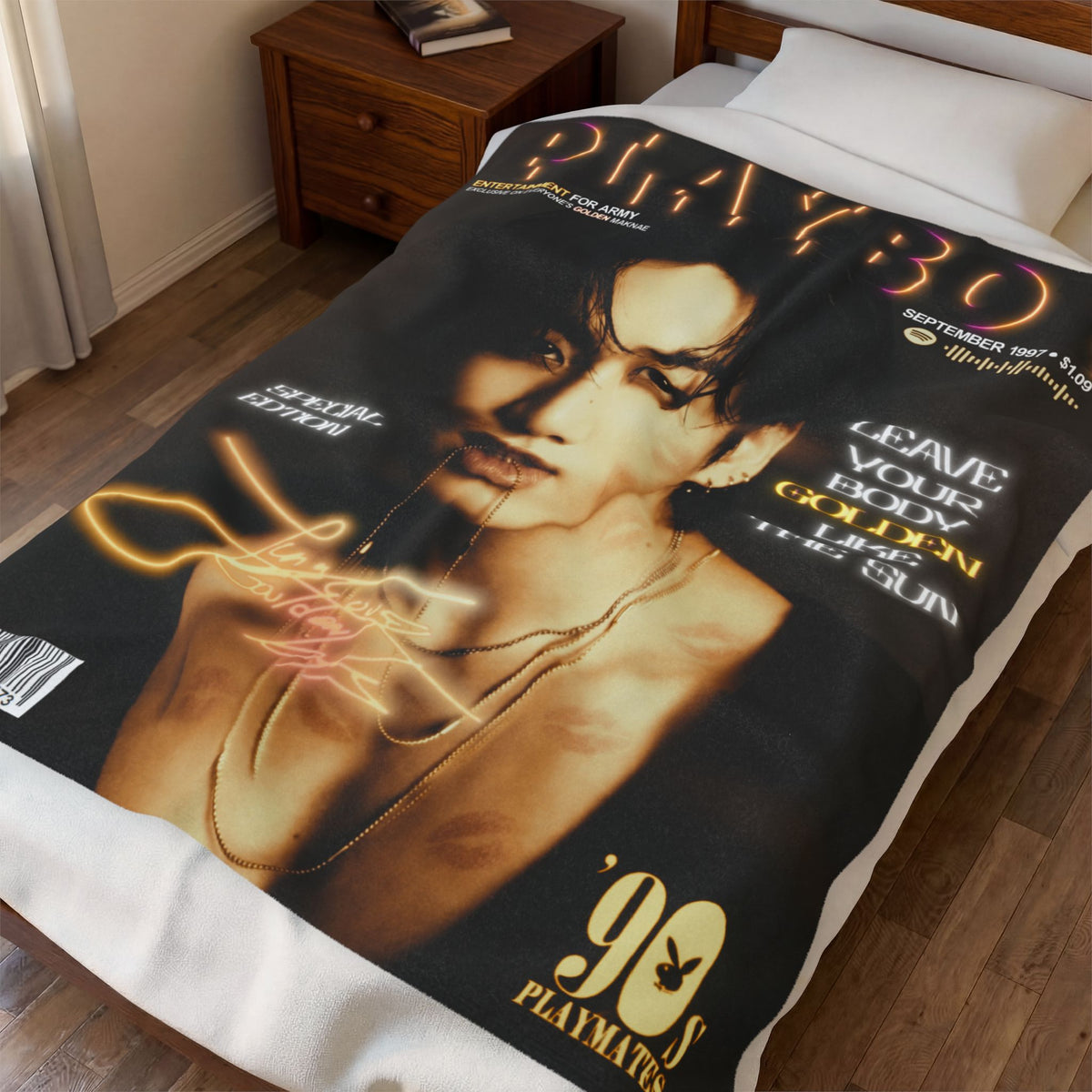 Jungkook Playboy Magazine Velveteen Plush Blanket |
