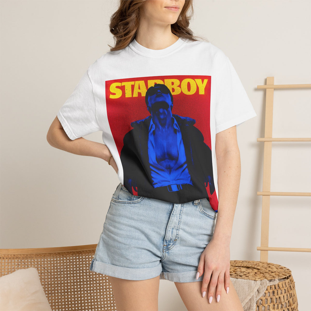 ATEEZ San XStarboy Graphic T-shirt | Retro Pop Art X Kpop, Bold Yellow Red Design