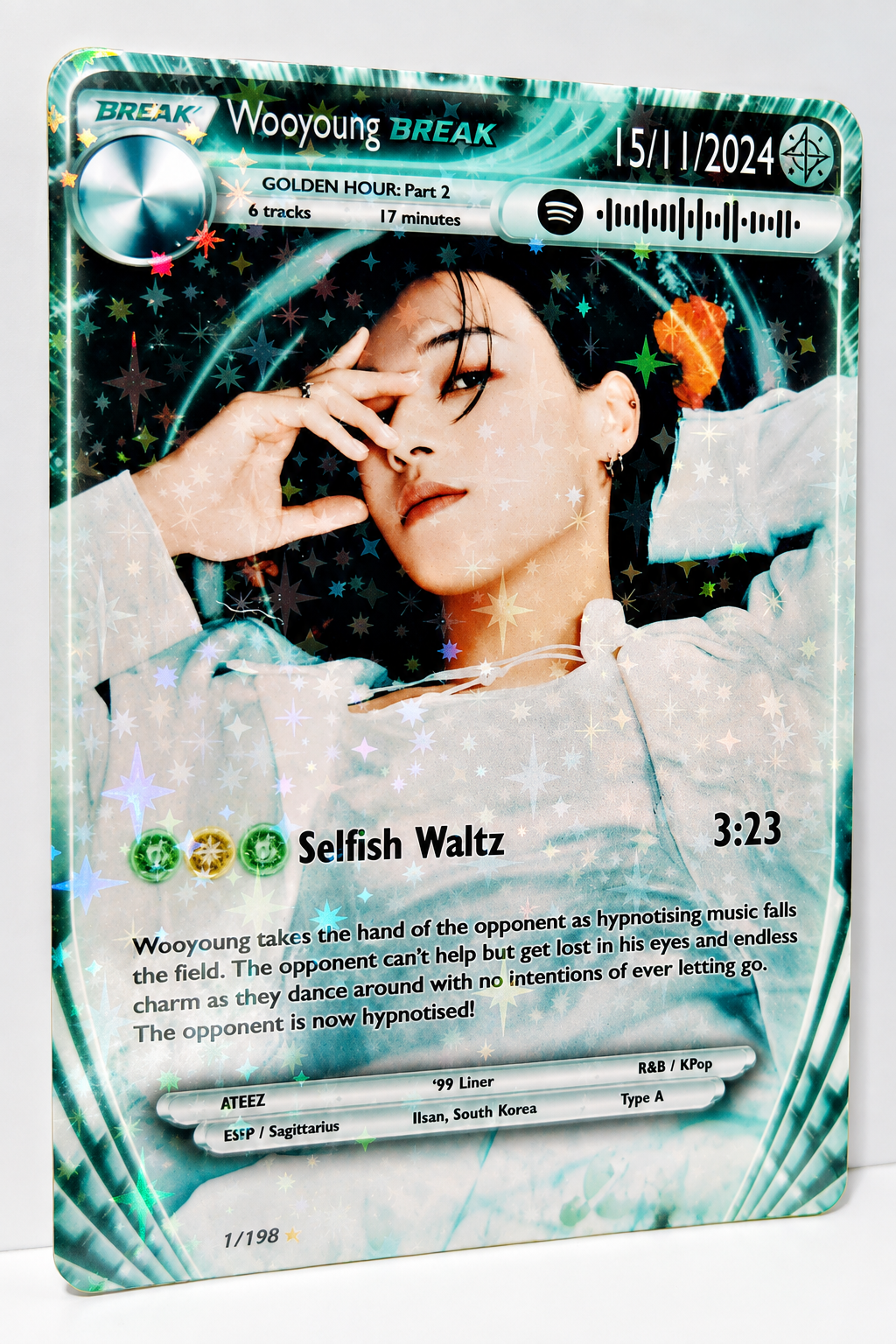 ATEEZ Wooyoung BREAK Holographic trading card- Golden Hour Pt 2