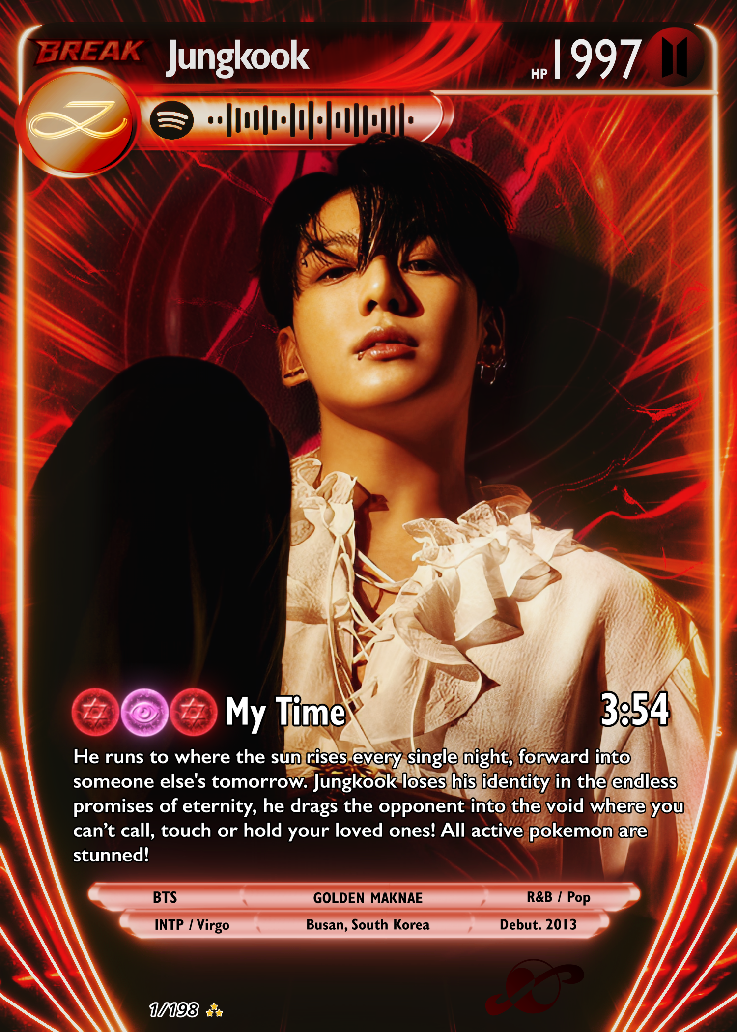 BTS Jungkook (Jeon Jungkook) holographic trading card- Solo Edition