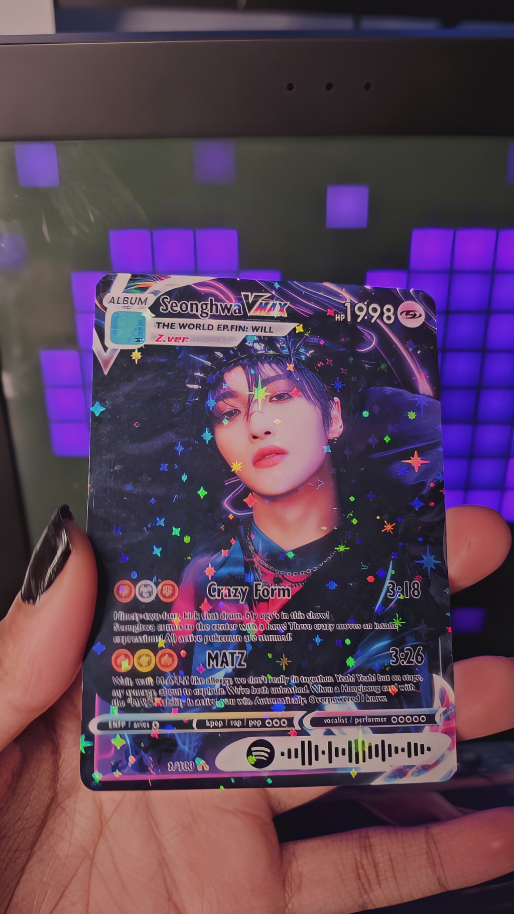 ATEEZ Seonghwa Holographic trading cards - The World Ep. Fin WILL