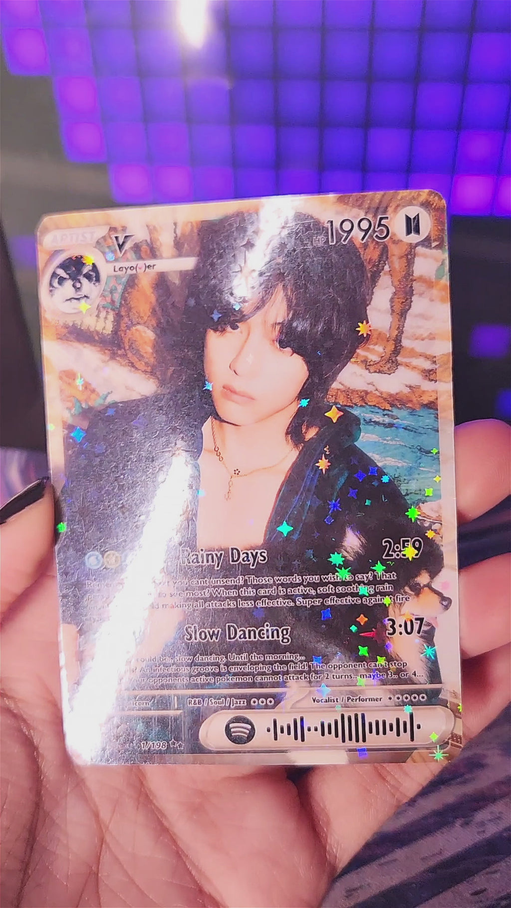 BTS V (Kim Taehyung) holographic trading card- Layover Edition