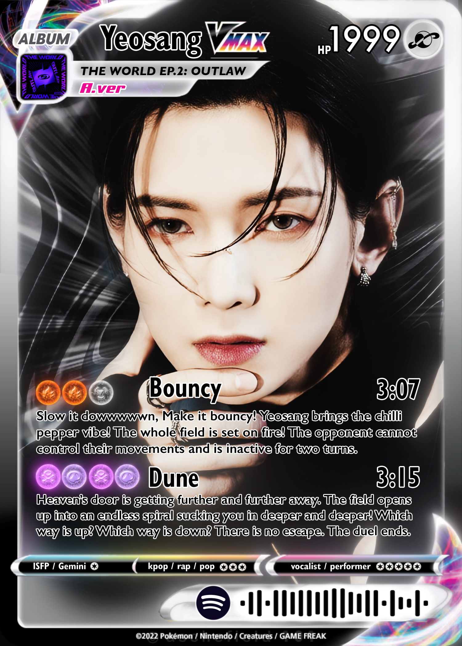 ATEEZ Yeosang Holographic trading cards - The World Ep. 2: OUTLAW